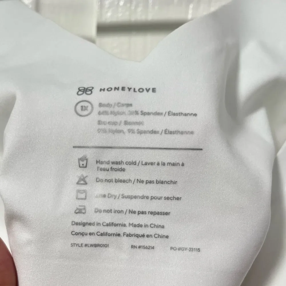 HoneyLove V Neck White seamless Bra padding with side support size 1X - Picture 5 of 7